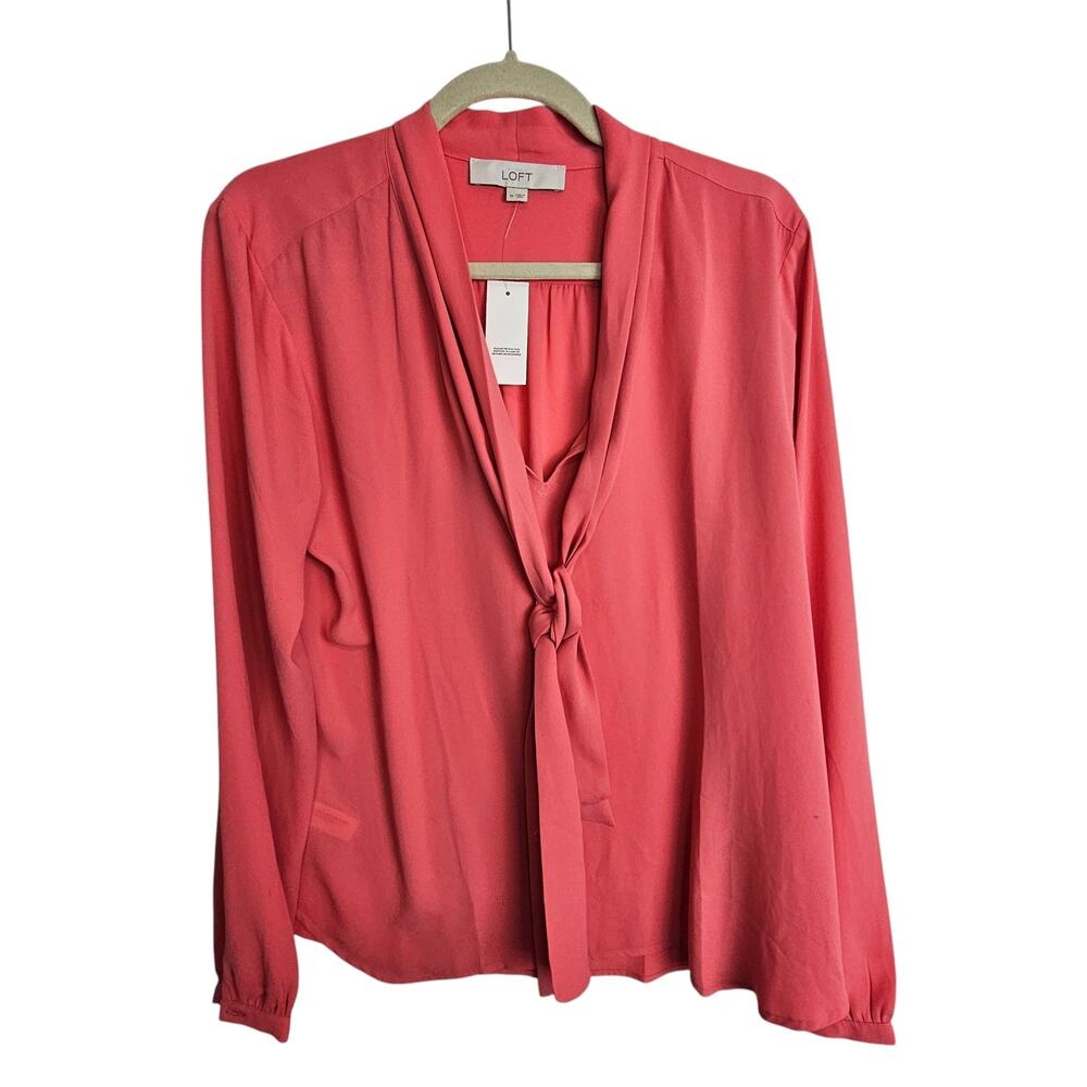 Loft Womens Tie Neck Blouse Size M Teachercore Career Corp Work Office Business